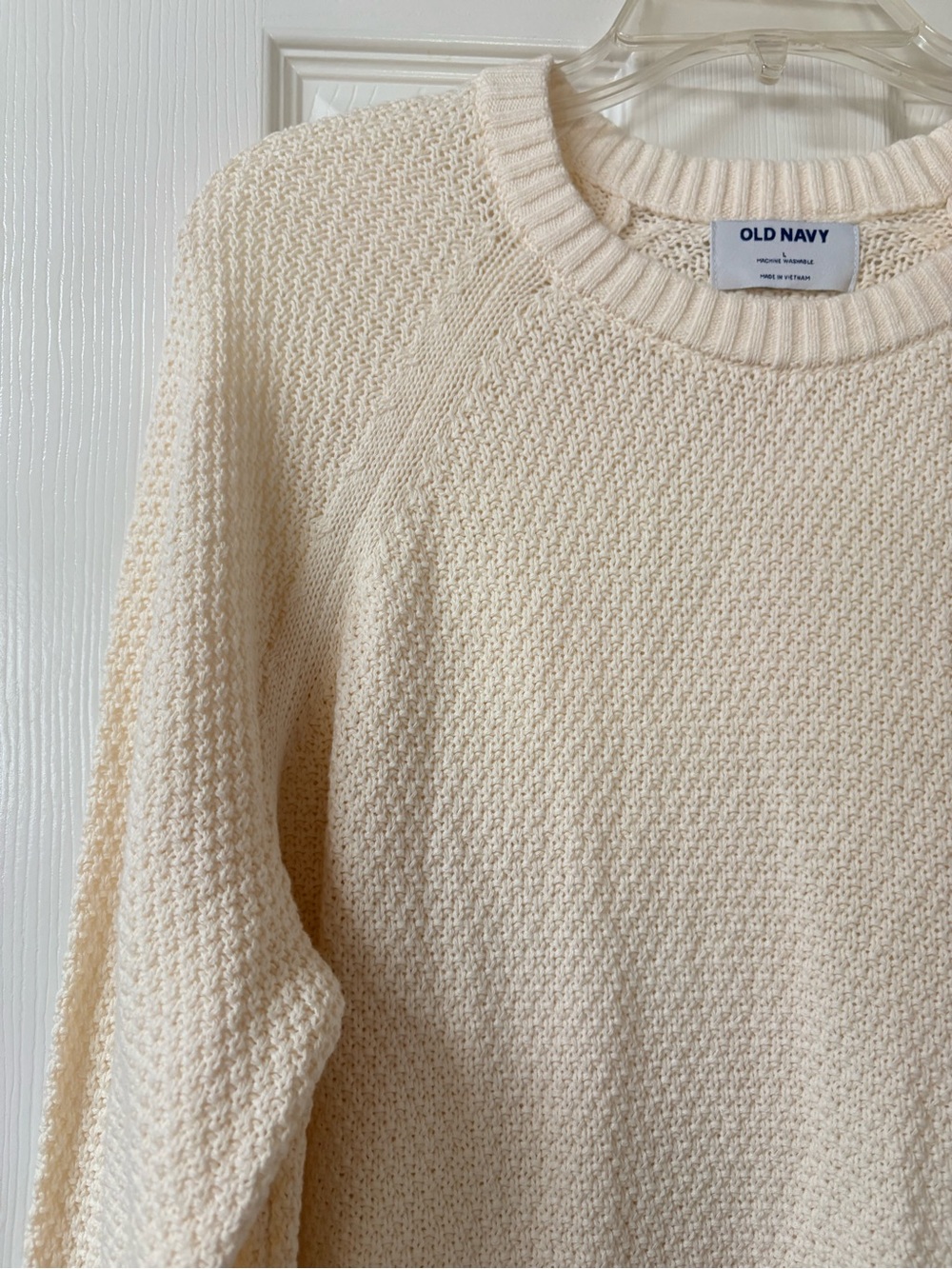 Old Navy Cream Ivory Textured Knit Longline Crewneck Tunic Sweater Large NWT - Picture 7 of 16